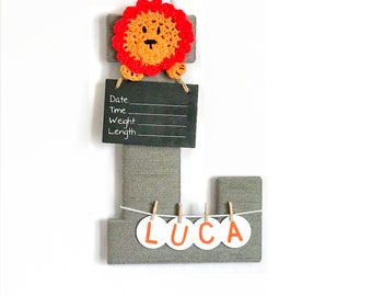 Hospital Door Hanger boy  / Nursery Door Decor / Letter L / Baby Boy Door Hanger  / Baby Shower Gift / Baby Lucas / Lion nursery