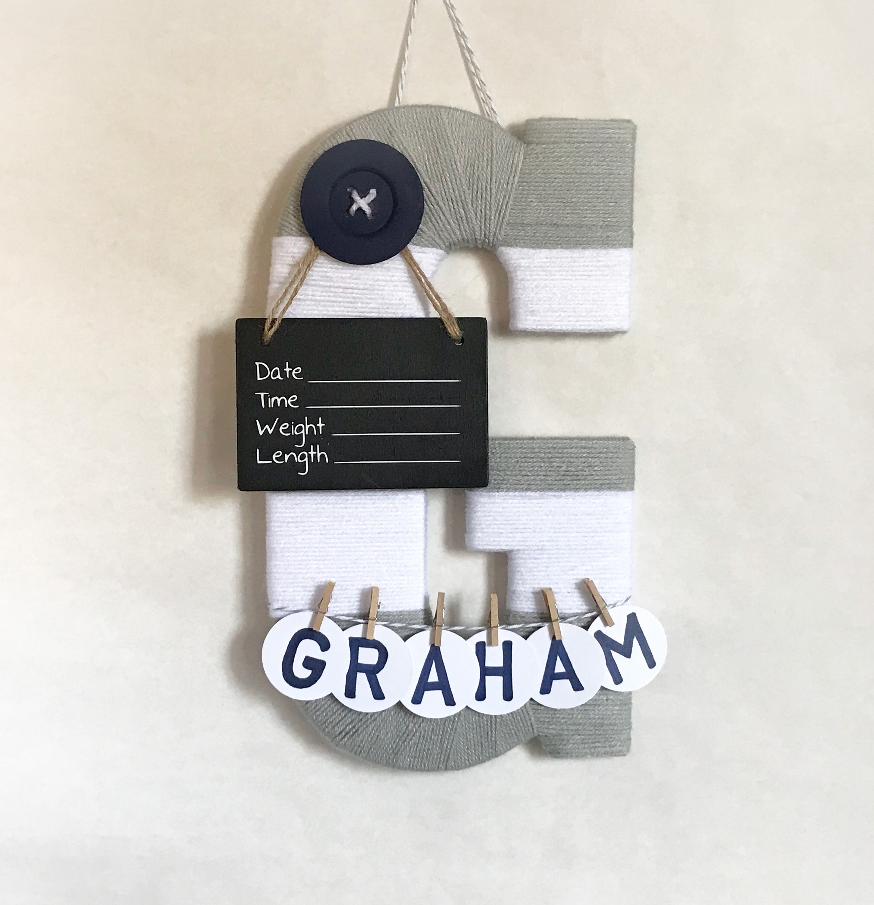 Hospital Door Hanger Boy Nursery Door Decor Letter G