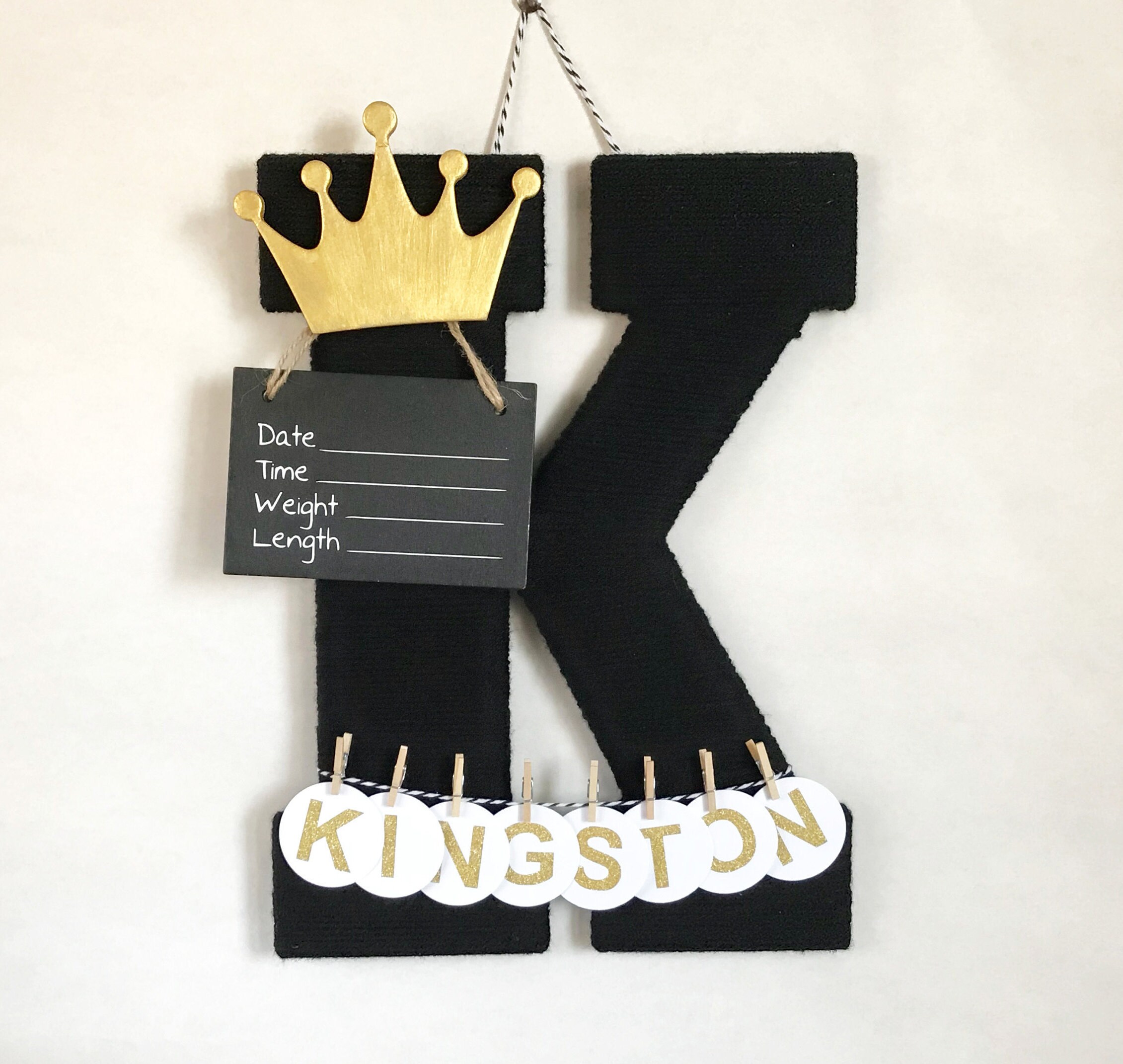 Letter K Hospital Door Hanger Baby Room Decor Wooden Yarn