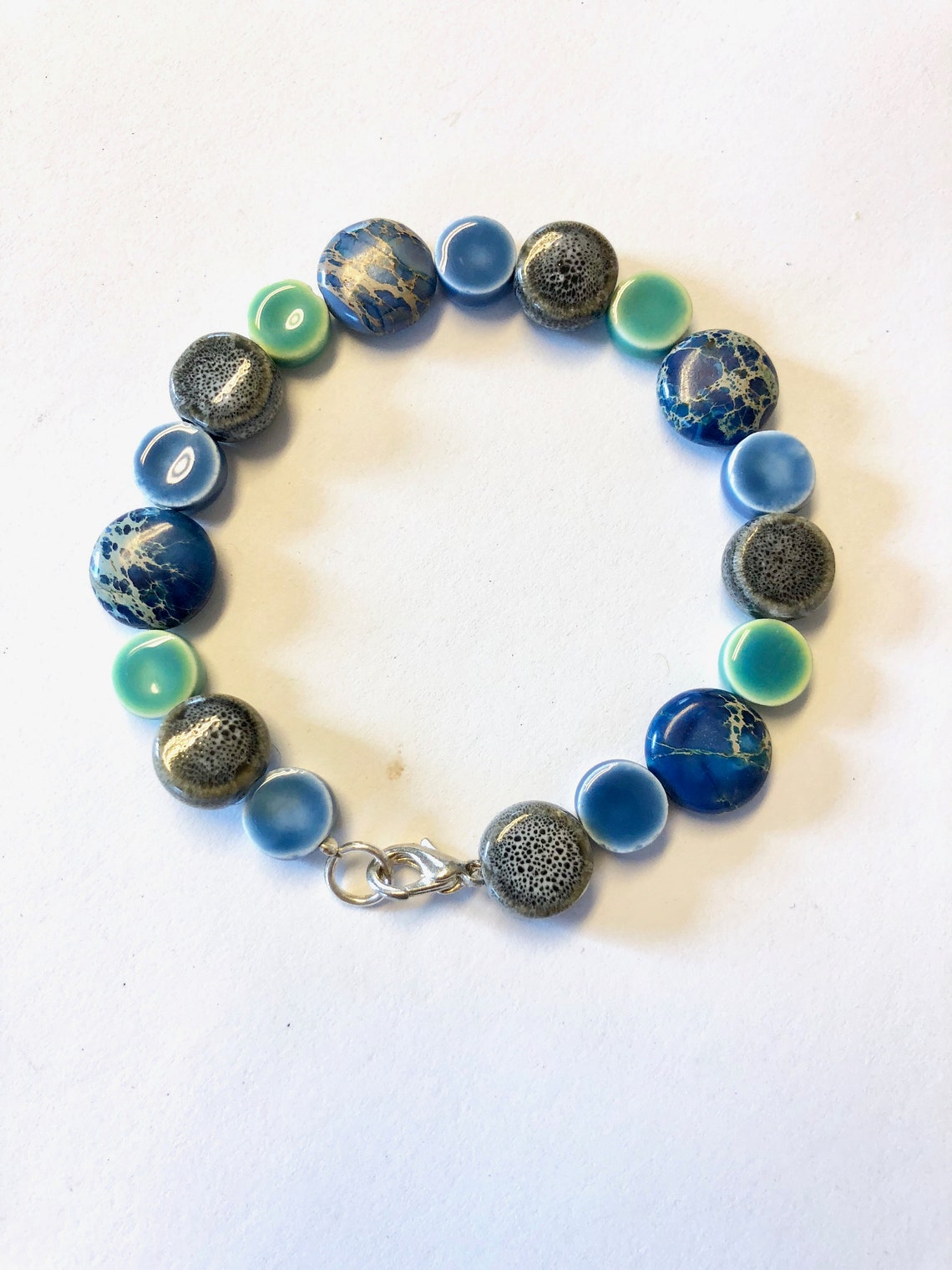 Multiple Blue Round Bead Bracelet Etsy UK