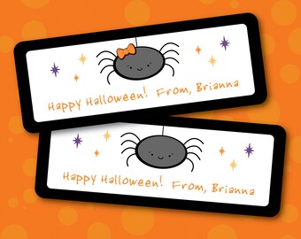 Personalized Halloween Spider Stickers - Cute Halloween Labels - Sheet of 30 Spider Labels - Treat Tags