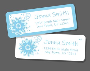 Snowflake Return Address Stickers, Winter Mailing Stickers, Christmas Address Labels, Holiday Mail Label