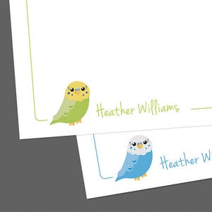 Personalisierte Notizkarten, Wellensittich-Notizkarten, personalisierte Dankeskarten, Vogel-Notizkarten, Lehrergeschenk, flache Notizkarten, Wellensittiche, Sittiche