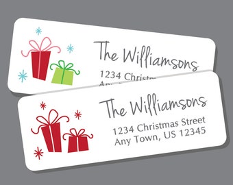 Christmas Address Labels, Holiday Return Address Label Stickers, 60 labels, Christmas Address Stickers, Holiday Labels, Presents