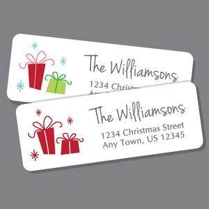 Christmas Address Labels, Holiday Return Address Label Stickers, 60 labels, Christmas Address Stickers, Holiday Labels, Presents