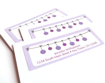 Personalized Address Label Stickers - Polka Dot Garland - Custom Colors - 60 Return Address Labels, Wedding Labels - Favor Stickers - Purple