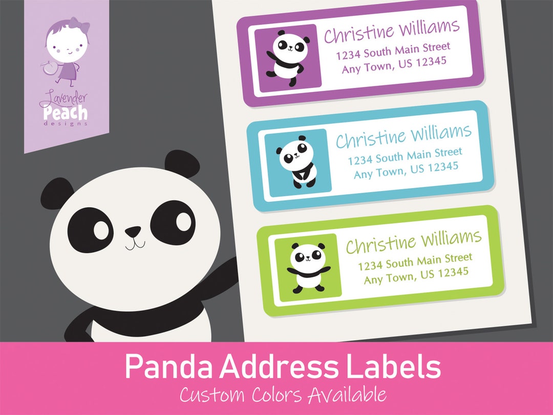Panda Address Stickers - Cute and Colorful! 60 Labels, Kids Address ...