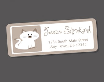 Siamese Cat Address Labels, Return Address Labels, Address Stickers, Cat Labels, Personalized Address Labels, White Cat, Kitty