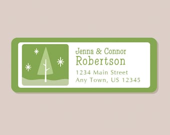 Christmas Address Labels, Christmas Tree, Winter Return Address Label Stickers, 60 labels, Christmas Address Stickers, Holiday Labels