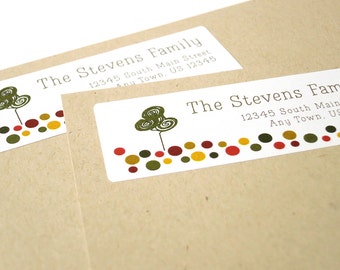 Personalized Fall Address Labels - Autumn Stickers - 60 labels - modern design