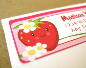 Strawberry Personalized Address Labels, Return Address Stickers, Strawberry Labels, Custom Address Labels, Baby Shower, Birthday Party