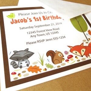 Forest Animal Birthday Invitations with Envelopes image 3