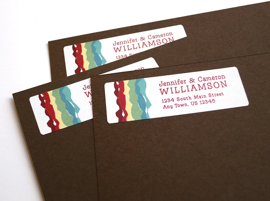 Personalized Address Labels - Red and Turquoise Stripes - Address ...