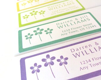 Spring Flowers Daisy Address Label Stickers, Flower Address Labels, Return Address Labels, 60 labels, Personalized Stickers