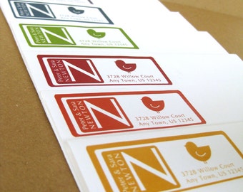 Little Bird Personalized Address Labels: Monogram Stickers, Custom Colors