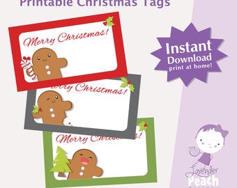 Christmas Tags - DIGITAL DOWNLOAD - Gingerbread Man Gift Tags