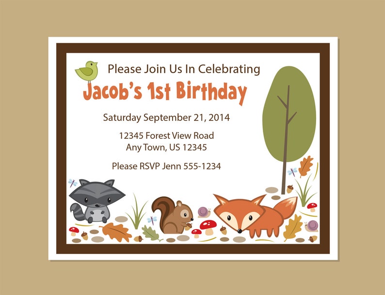 Forest Animal Birthday Invitations with Envelopes image 6