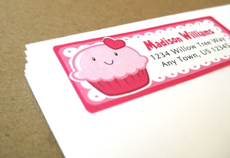 Cupcake Party Cupcake Return Address Labels Custom Address Label Stickers 60 Labels Kids Address Labels Pink Cupcake Address Label