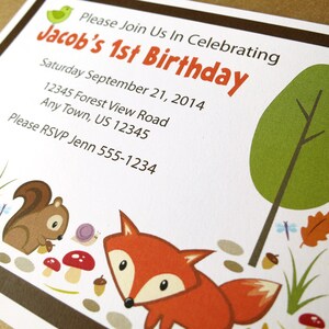 Forest Animal Birthday Invitations with Envelopes image 2