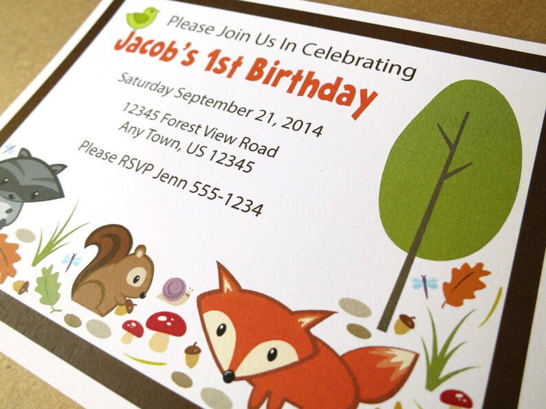 Forest Animal Birthday Invitations with Envelopes image 2