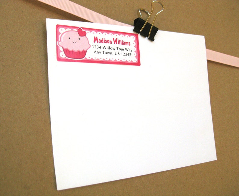 Cupcake Party Cupcake Return Address Labels Custom Address Label Stickers 60 Labels Kids Address Labels Pink Cupcake Address Label