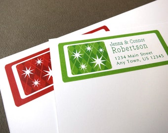 Christmas Address Labels, Retro Christmas Labels, Argyle Return Address Label Stickers, 60 labels, Christmas Address Stickers Winter Holiday