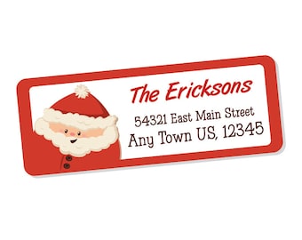 Santa Address Labels, Santa Gift Tag stickers, Gift Tags, Christmas Address Labels, Santa Claus, Holiday Labels, Holiday Tags, 60 Labels