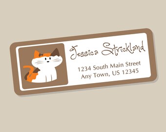 Calico Cat Address Labels Stickers - 60 labels