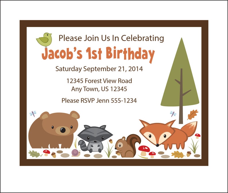 Forest Animal Birthday Invitations with Envelopes image 5