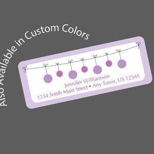 Personalized Address Label Stickers Polka Dot Garland Custom Colors 60 Return Address Labels, Wedding Labels Favor Stickers Purple image 2