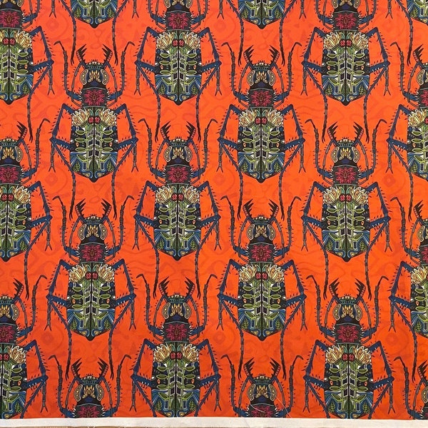 Flower Beetle - Spoonflower Linen/Cotton Blend Fabric - Designed by Scrummy Things - Sharon Turner - 54” wide x 1 yard - Available Now