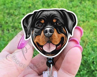 Rottweiler Badge Reel - Rottweiler Mom Lover Gift, Vet Tech Badge Reel, Dog Lover Gift For Nurse or Teacher,  Carabiner, Lanyard