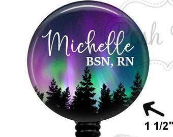 Northern Lights Badge Reel - Aurora Borealis Badge Reel - Badge Holder - Nurse Badge Reel - Stethoscope Tag, Carabiner or Lanyard - 1901