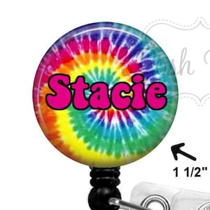 Badge Holder - Personalized Tye Dye Badge Reel, Retractable Badge Reel, Stethscope ID Tag, Carabiner or Lanyard - Nurse Badge Holder - 0227