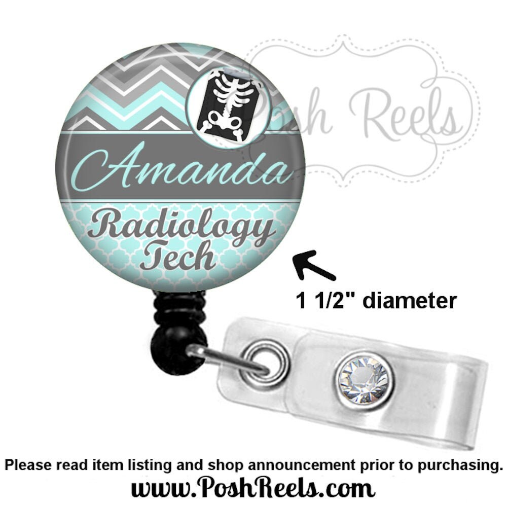 Radiology Badge Reel - Chevron Radiology Tech Badge Holder - X-Ray Te…
