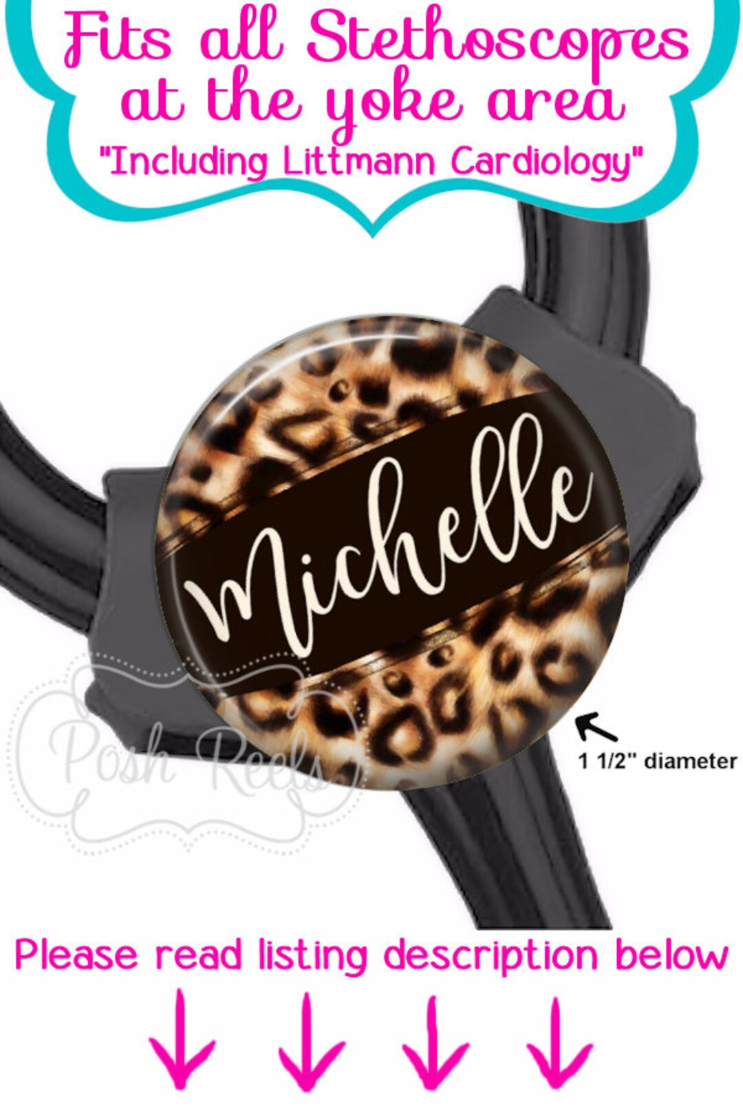 Leopard Print Stethoscope ID Tag Animal Print Cardiology Stethoscope ID Tag Fits All