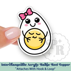 Cute Pregnant Egg Interchangeable Acrylic Badge Reel Topper - Labor and Delivery Acrylic Swappable Badge ID Badge Topper, L&D Gift