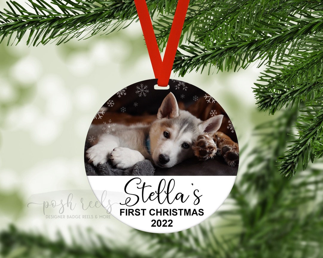 Puppies First Christmas Ornament Personalized Dog Picture Ornament Dogs