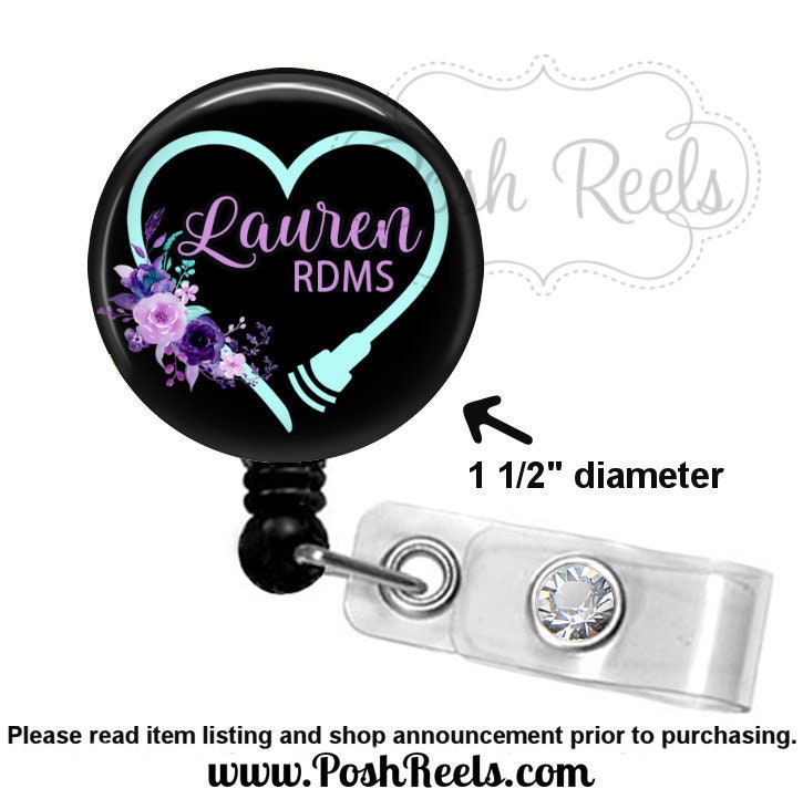 Retractable Badge Holder - Floral Sonographer Badge Reel Holder - Ult…