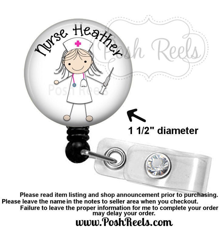 Retractable Badge Holder - Stick Nurse Badge Reel  - Nurse Badge Hold…