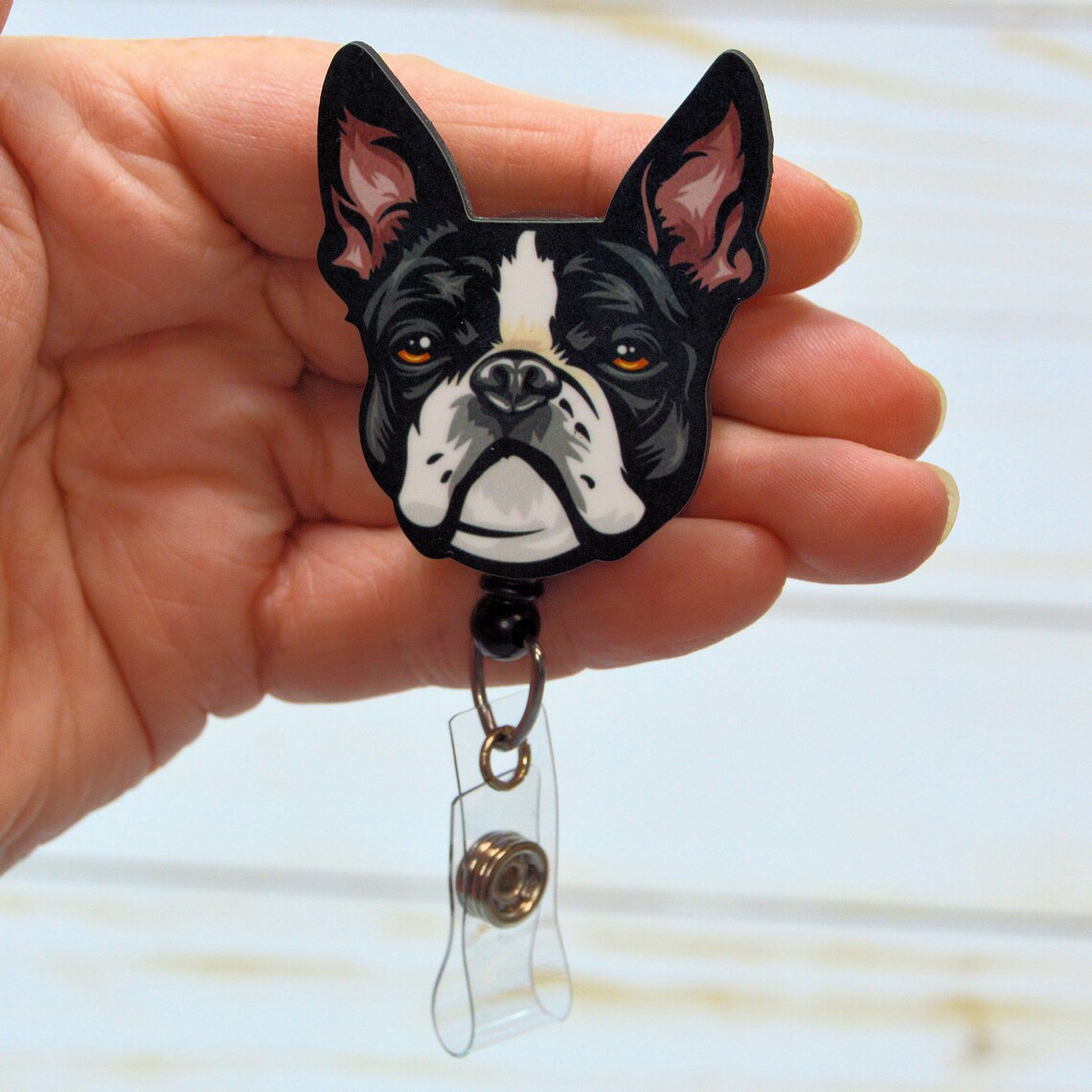 Boston Terrier Badge Reel Holder Boston Terrier Mom Gift Etsy