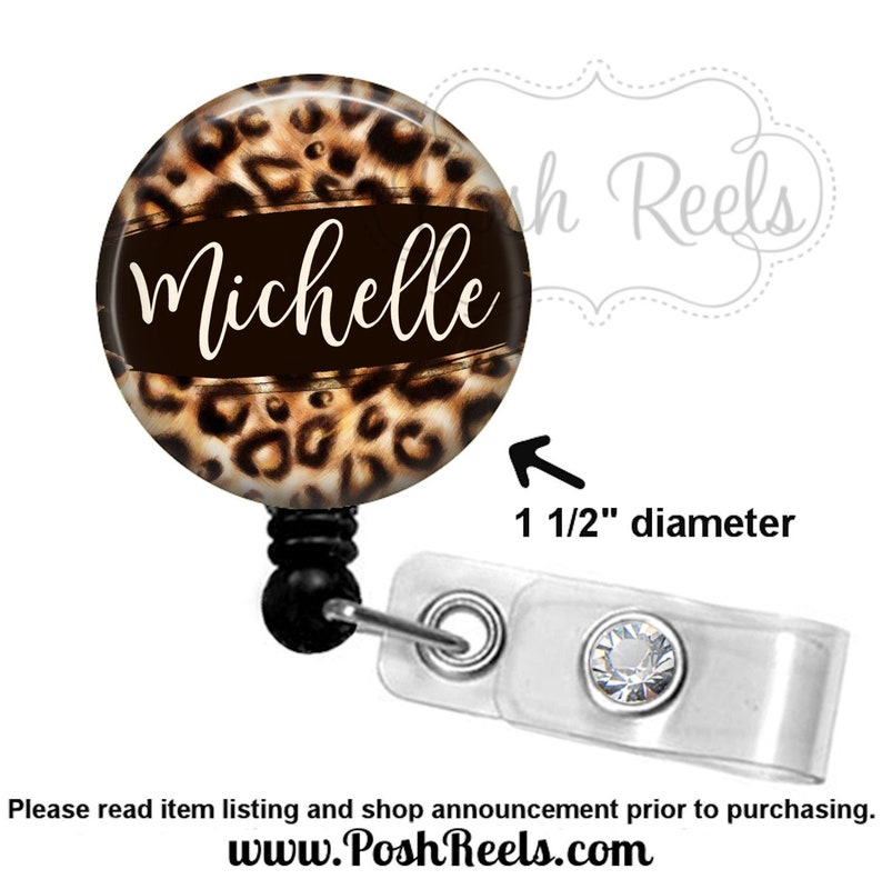 Stethoscope Tag Leopard Print Badge Reel Leopard Print Badge Holder Retractable Animal Print Badge Reel 2037 Carabiner or Lanyard