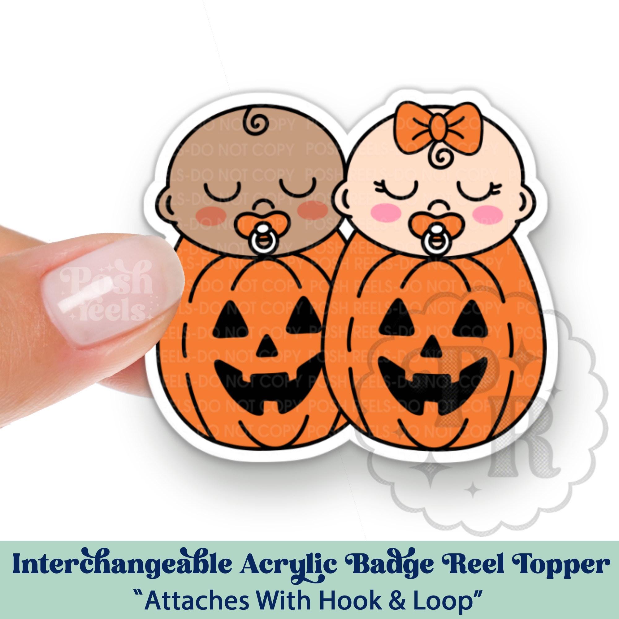 Fall Pumpkin Swaddle Babies Interchangeable Acrylic Badge Reel Topper - L&D Swappable Badge ID Badge Topper, OB Nurse Gift, Baby Badge Reel