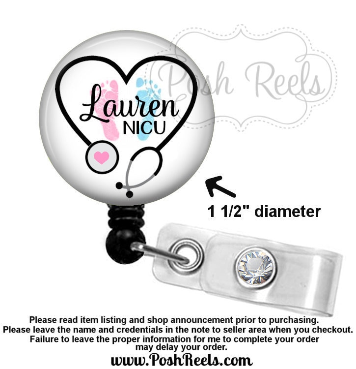 NICU Badge Reel - L&D Badge Holder - NICU Nurse Badge Reel Holder - B…