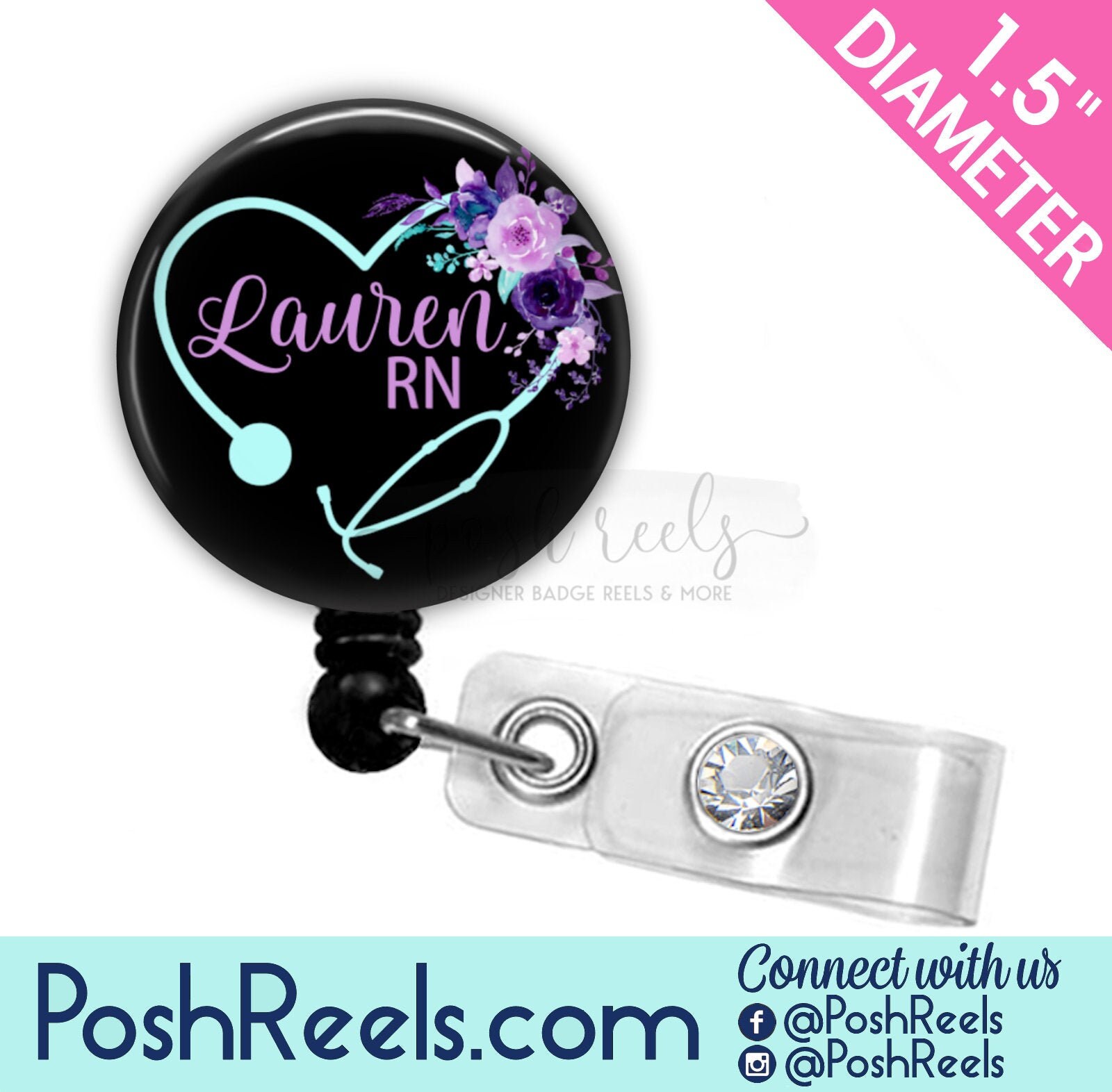 Retractable Badge Holder - Floral Stethoscope Badge Reel Holder - Nur…
