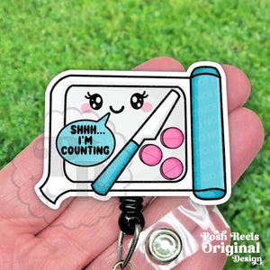 Cute Pharmacy Tech Badge Reel, Shhh I'm Counting Pharmacy Badge Holder, Pill Counting Tray, Pharmacists, CPhT Handmade Acrylic Badge Reel