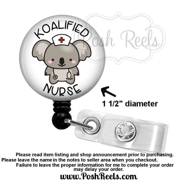 Koalified Nurse Badge Holder - Nurse Koala Bear Badge Reel, Koala Badge  Pull, Stethoscope ID Tag, Carabiner, Magnet Back or Lanyard - 1843
