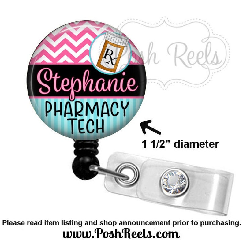 Pharmacy Badge Holder Chevron Pharmacy Tech Badge Reel Etsy
