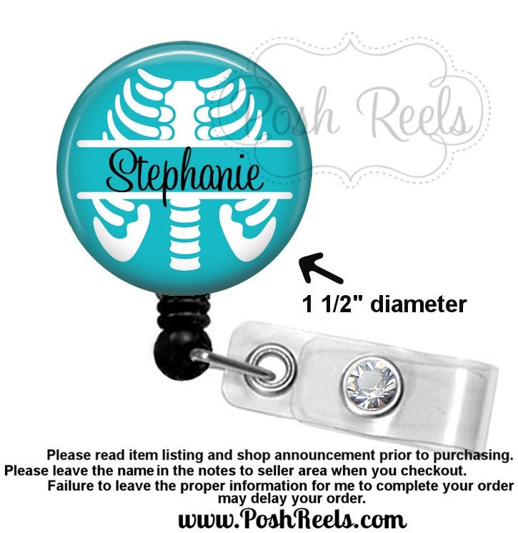 Retractable Badge Holder - Radiology Badge Reel - X-Ray Tech - Rib Ca…