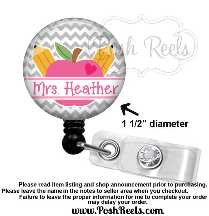 Retractable Badge Holder - Teacher Badge Reel - Apple Badge Holder - …